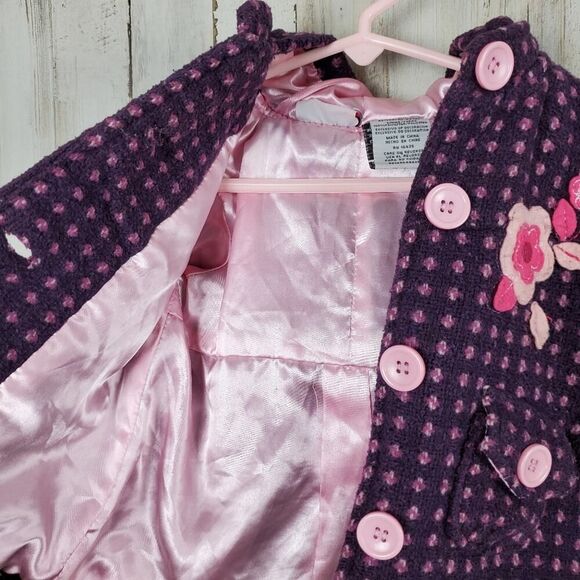 Young Hearts Floral Button Peacoat Purple 12 mths - Picture 8 of 10